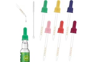 JAYOBGO Glass Dropper Pipettes Compatible with Sodastream Bubly Drops Flavors, Flavoring Dropper 1ML Pipette with Graduated Dropper for Sodastream Bubly Bottle, with Cleaning Brush(Colorful)