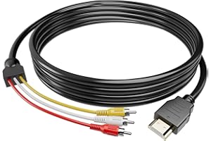 HOYAWU HDMI to RCA Cable 1080P 5ft/1.5m, HDMI Male to 3-RCA Audio Video Cable AV Adapter for TV, HDTV, DVD, PC, Projector (NO