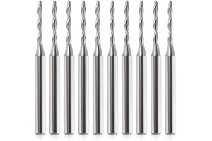HOZLY Ball Nose End Mill CNC Router Bits, 1/8" Shank 1/16 Cutting Dia for CNC Machine Milling Toos Router Bits Spiral Milling Cutter Engraving Carving Tool for MDF Acrylic Wood PVC (10)