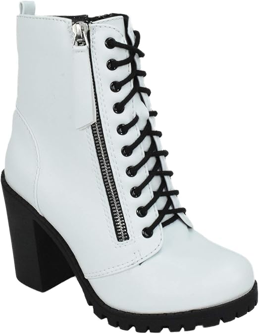 Soda Women Chunky High Heel Combat Army Military Riding