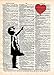 Banksy girl with balloon, red balloon girl print, street art, vintage dictionary page art, silhouette art