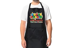 GENANY Cooking Apron Dad Gifts, Fathers Day Cooking Gift From Daughter Son Wife, Black Apron With Pockets For Grilling BBQ