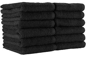 ARKWRIGHT LLC Arkwright Bleach Proof Salon Towels - Pack of 12 - Highly Absorbent, 100% Cotton, Quick Dry Spa Face Towel for Hair Stylist, Barber, Pedicure, and Esthetician, 16 x 27 in, Black
