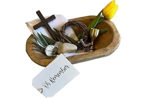 Oh Remember Kit- Symbols of The Easter Resurrection, Easter Tray Decor with Wooden Prayer Bowl and Crown of Thorns Accent, Fa