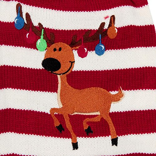 WEUIE Hot Sale Reindeer Pet Puppy Cat Sweater Striped Knit Crocheted Coat (S,Red)