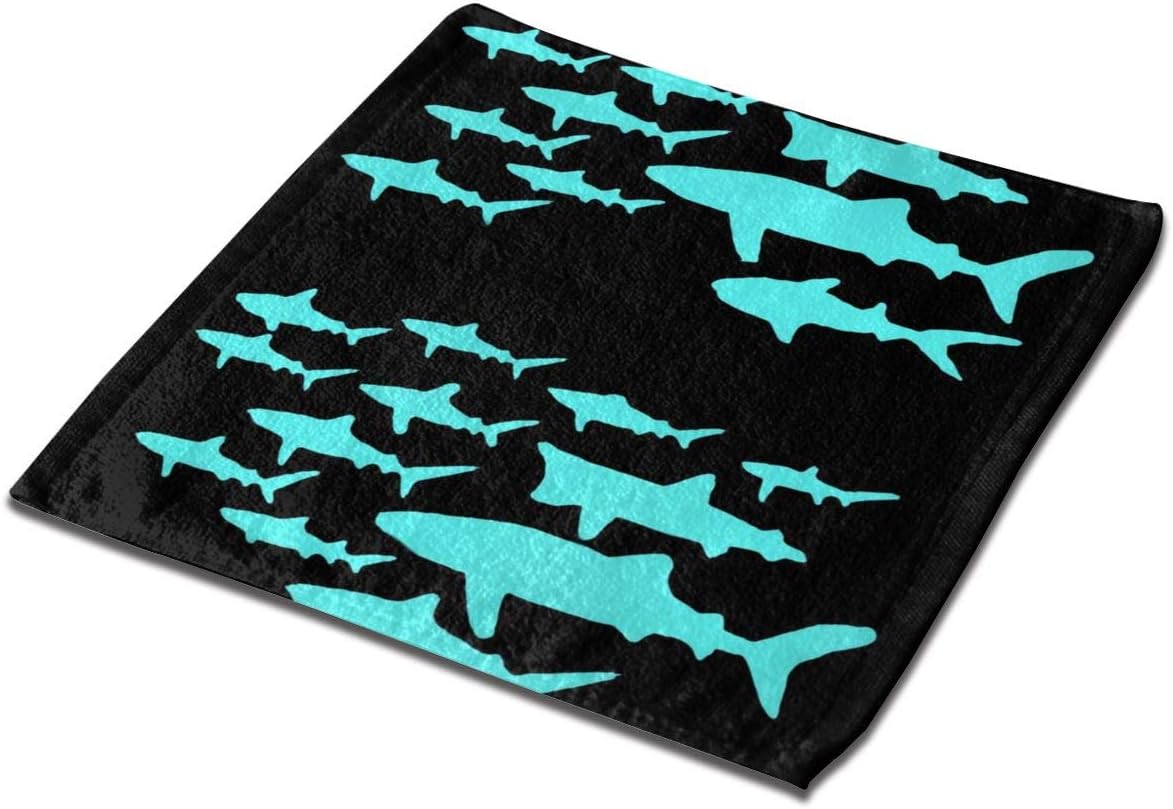 Alongwz Blue Shark Black Microfiber Face Towels Extra Soft Washcloths Face Cloth Cleaning Hand Towel,13x13inch,for Shower