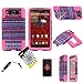 2items Combo: Stylus Pen + [Dual Layer] [Impact Resistance] [KickStand] Hybrid Armor Case for Motorola DROID Ultra XT1080 MOTOROLA DROID MAXX XT1080M (Purple Tribal Aztec)