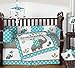 Sweet Jojo Designs Turquoise White and Gray Mod Elephant Girl or Boy Musical Baby Crib Mobile