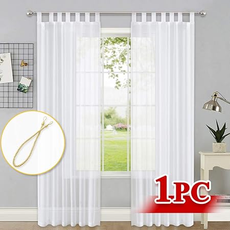 Pony Dance 96 Inch Drop Sheer Curtains Voile Tab Top Curtain With