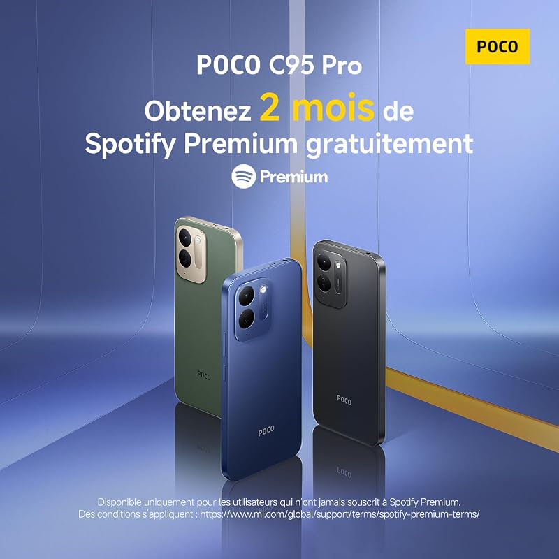 POCO C95 Pro, Smartphone 8+256 Go, Bleu, Batterie 7 500 mAh, Charge 45 W