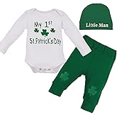 VAIZIQ Baby Boy St. Patrick's Day Outfit，New Newborn My 1st St. Patrick's Day Long Sleeved Letter Top+pants+Hat 3Pcs Set