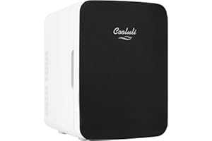 Cooluli 10L Mini Fridge for Bedroom, Car, Office Desk & Dorm - Portable Thermoelectric Cooler & Warmer for Food, Drinks, Skincare - AC/DC Refrigerator with Glass Front, Black