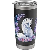 Arctic Fox Floral Wealth Flowers Fox Lover Stainless Steel Insulated Tumbler