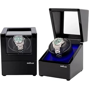 Single Automatic Watch Winder Box for Rolex Watches self Rotating case | LED Lighting,Adjustable Rotation Modes, Type-c or Ba