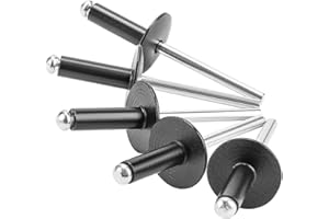 HZQX-ROP 100pcs black Large Flange Blind Rivets, Aluminum, Flange Diameter 5/8" (16mm), Pop Rivets Assortment Kit Blind Rivet, 3/16" x 5/8", Grip Range (12-16mm)