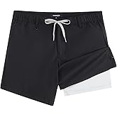 maamgic Mens Seersucker Shorts with Compression Liner, Men's 5.5 Inch Casual Shorts for Daily, Gym, Travel & Beach