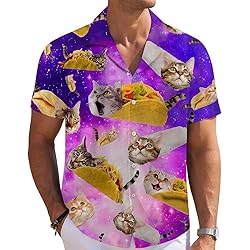Taco Cat Mens Funny Hawaiian Shirts 3D Graphic
