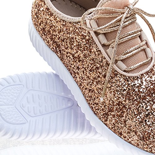 image for Forever Link Womens Closed Round Toe Sparkling Glitter Lace up Fitness