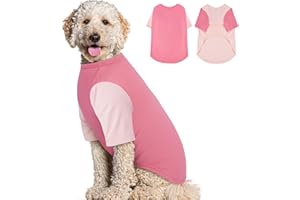 IKIPUKO 2 Pack Large Dog T-Shirts 3XL - Breathable Lightweight Cotton Shirt for Dogs, Shedding Control Sun Protection Summer Clothes for Large Breed Husky, Labrador, Day Walk, Sea, Park Play, Pink