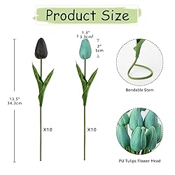 20 Pcs Artificial Tulips Flowers Mixcolor Black and