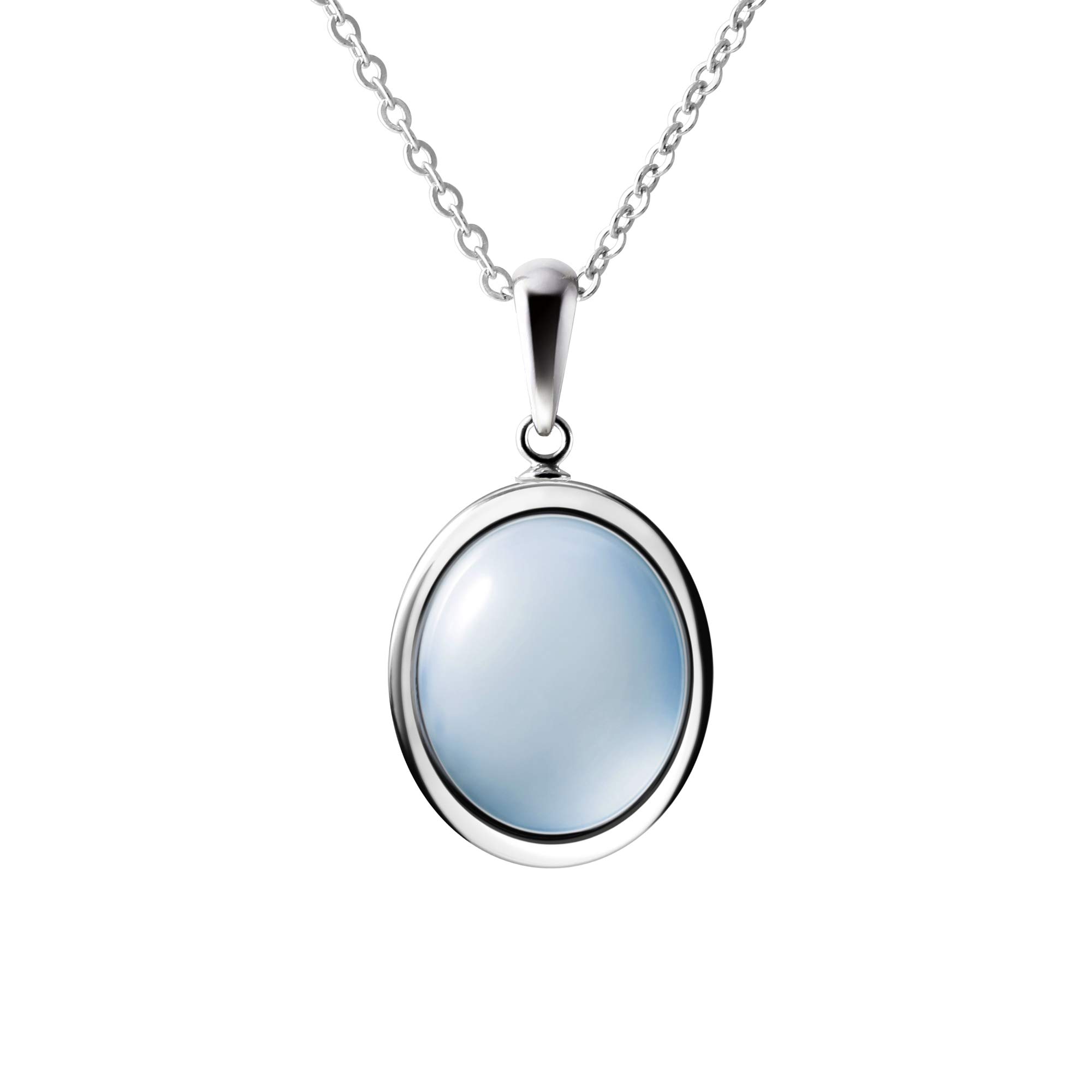Franki Baker Natural Blue Green Aquamarine Gemstone Pendant Necklace & 925 Sterling Silver. Chain length: 50cm. Gemstone size: 12x10mm.