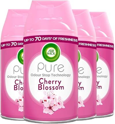 Air Wick Freshmatic Cherry Blossom Refills Pack 4 x 250ml Natural Essential Oils
