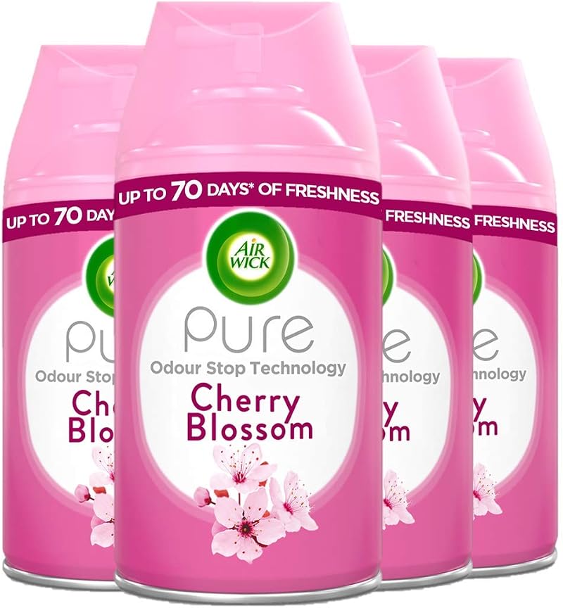 Air Wick Freshmatic Cherry Blossom Refills Pack 4 x 250ml Natural Essential Oils