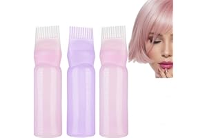 Zilynhom Root Comb Applicator Bottle, 6 Ounce Hair Color Applicator Brush, Smooth Hair Dye Comb Applicator Squeeze Bottle for Hair Dye, Water, Liquid, Oil Dispenser with Graduated Scale, 3 Pack