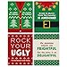 Big Dot of Happiness Ugly Sweater - Holiday and Christmas Wine Bottle Label Stickers - Set of 4