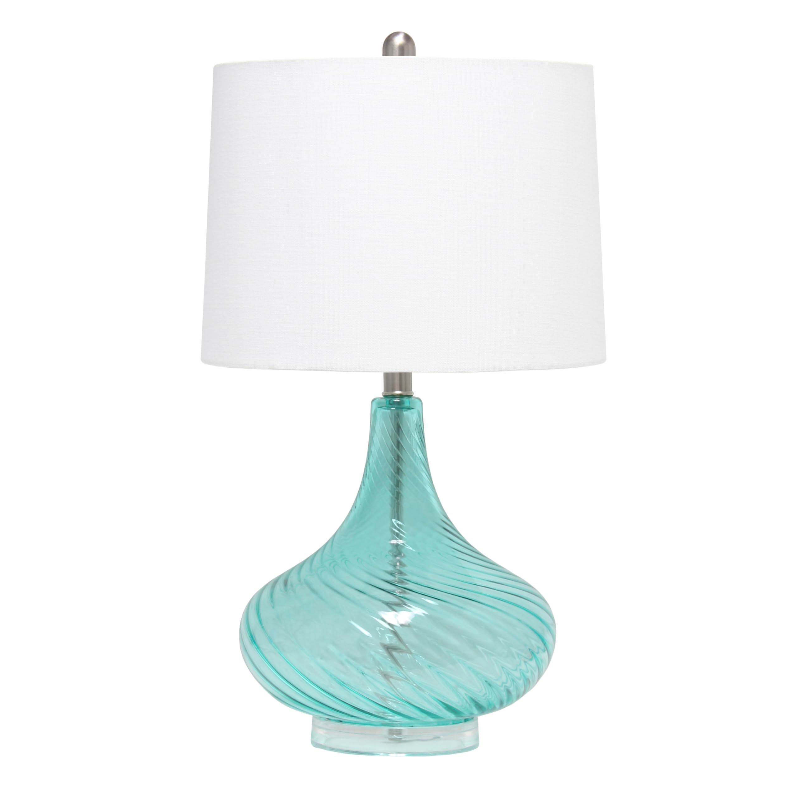 Photo 1 of ***ITEM BASE IS PINK NOT BLUE***
Elegant Designs LT3214-BLU Glass Table Lamp with Fabric Shade, Light Blue