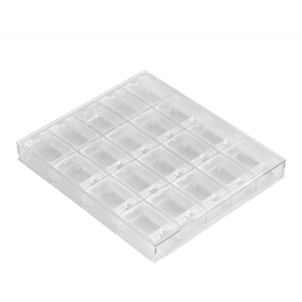 Nail Storage Box,20 Grids Adjustable Detachable Transparent Acrylic Nail Art Decorations Storage Box,Durable,Eco-friendly for Rhinestone Beads,etc
