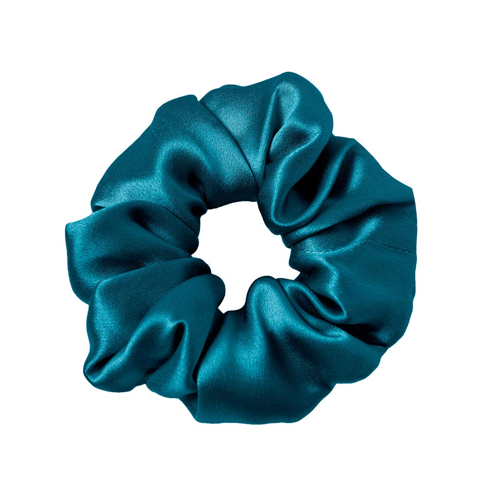 LilySilk Silk Charmeuse Scrunchy -Ropes Hair Band -Scrunchies For Hair - Silk Scrunchies For Women Soft Hair Care Dark Teal