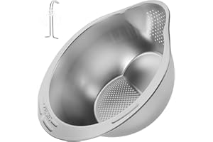 SUPVOX 304 Stainless Steel Household Rice Washing Basket Drainage, Slant Edge Kitchen Vegetable and Fruit
