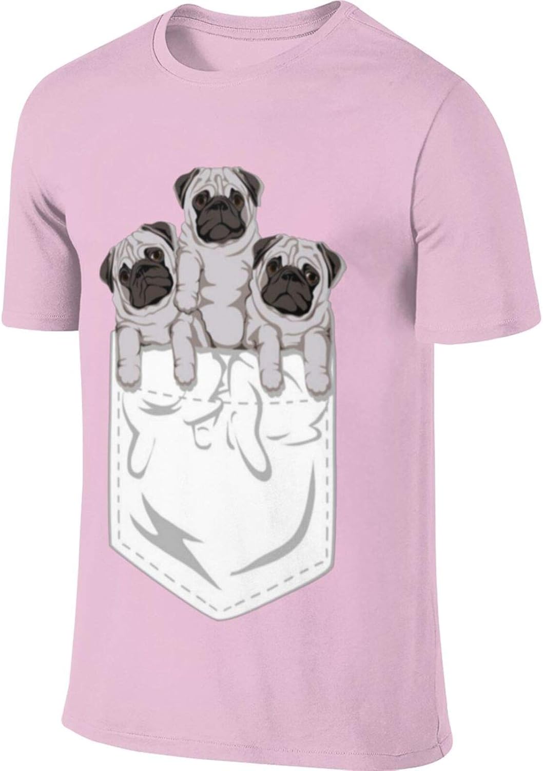 NUANYANG Animal Pocket Pug Dog Men Shirts Short Sleeve T Shirts for Men