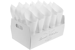 CAXUSD Wedding Confetti Paper Cones with 20-hole White Tray Set, Biodegradable Rose Petal Cones and Natural