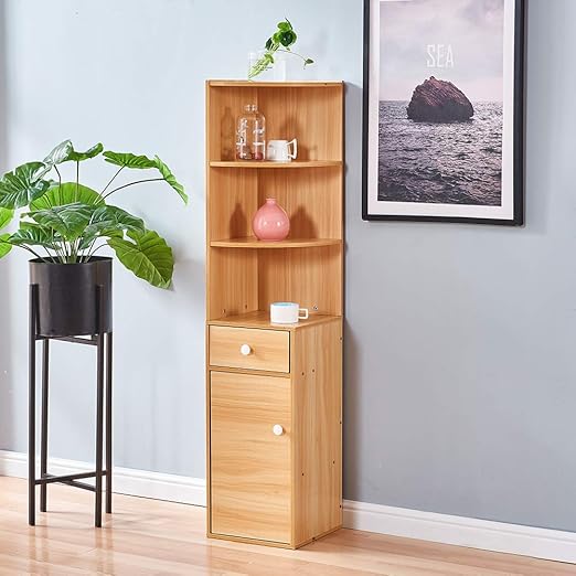 Ansley&HosHo Corner Bookcase Bookshelf Storage Display with