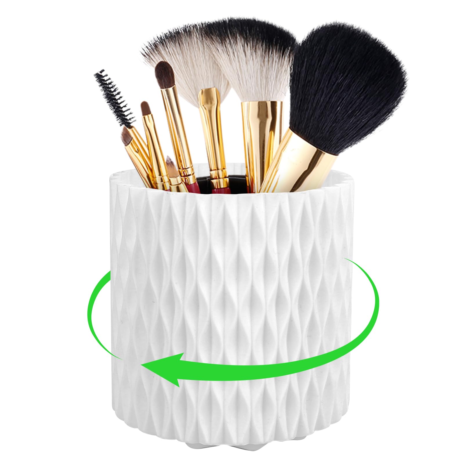 RUCUDIM Makeup Organiser - 5 Slot Rotating Brush Holder, Spinning Holder Storage Rack for Vanity Desktop Bathroom