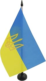 AZ FLAG Ukraine Coat of Arms Table Flag 5x8 in 21x14 cm with Pole