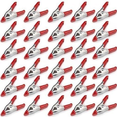 30x 2 inch Mini Metal Spring Clamps w/ Red Rubber Tips Tool LOT Spring Clips (Pack of 30)