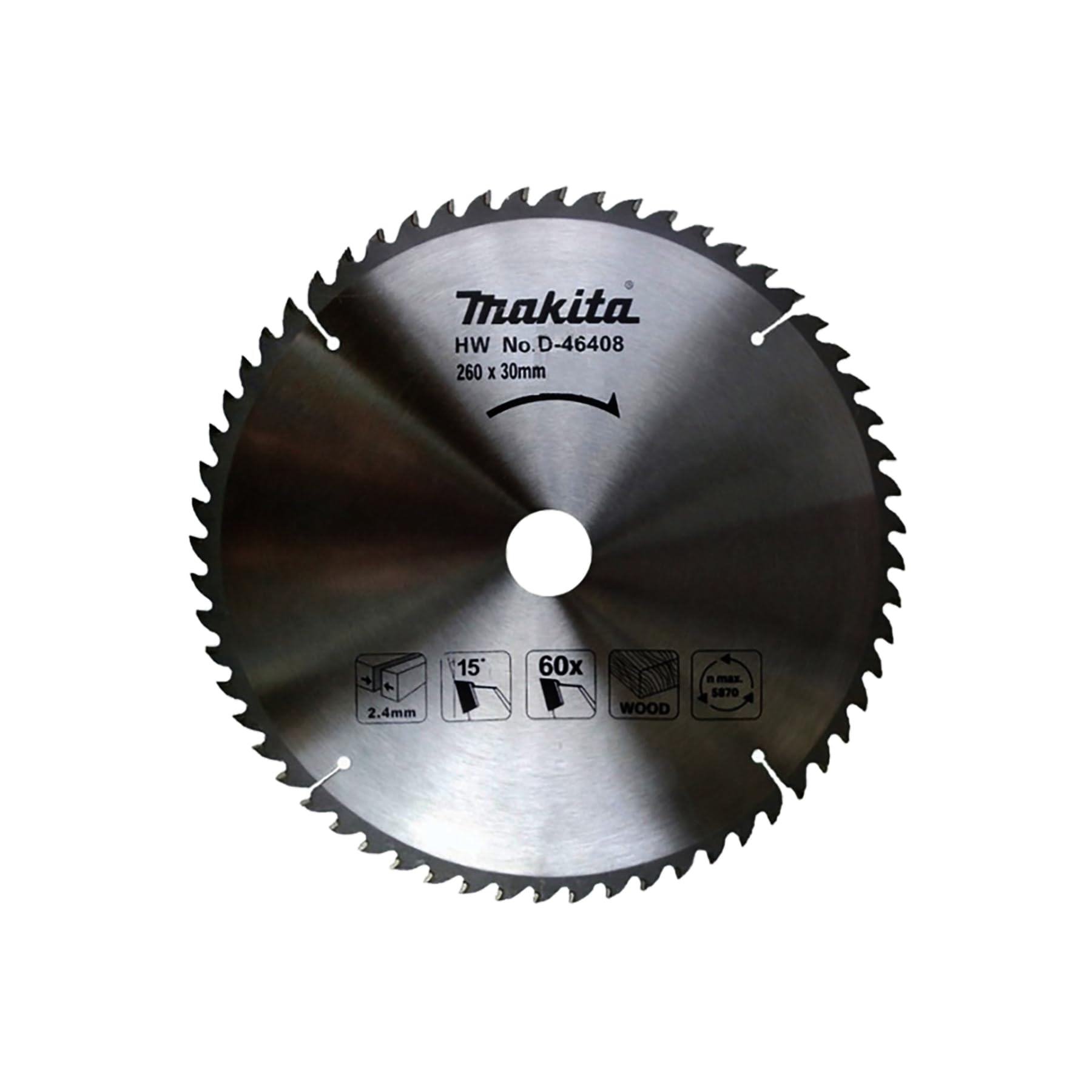 Makita D-46408 260 x 60T x 30 TCT Saw Blade - Multi-Colour