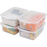 Ziglous 14 Quart Clear Plastic Latch Storage Container Bin with Lid, 4-Pack | Stackable Latching Tote Boxes, Plastic Pizza Proofing Dough Box