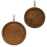 10 Pcs Round Wooden Pendant Trays Blanks Cameo Bezel Cabochon for DIY Jewelry Making (25mm & 30mm)