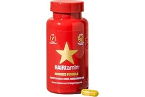 HAIRtamin Advanced Formula Hair Vitamins, Growth Supplement for Women & Men, Supports Stronger, Longer, Visibly Thicker Hair, With 5000 mcg Biotin, Vitamins & Antioxidants, 100% Vegan - 1 Month Supply