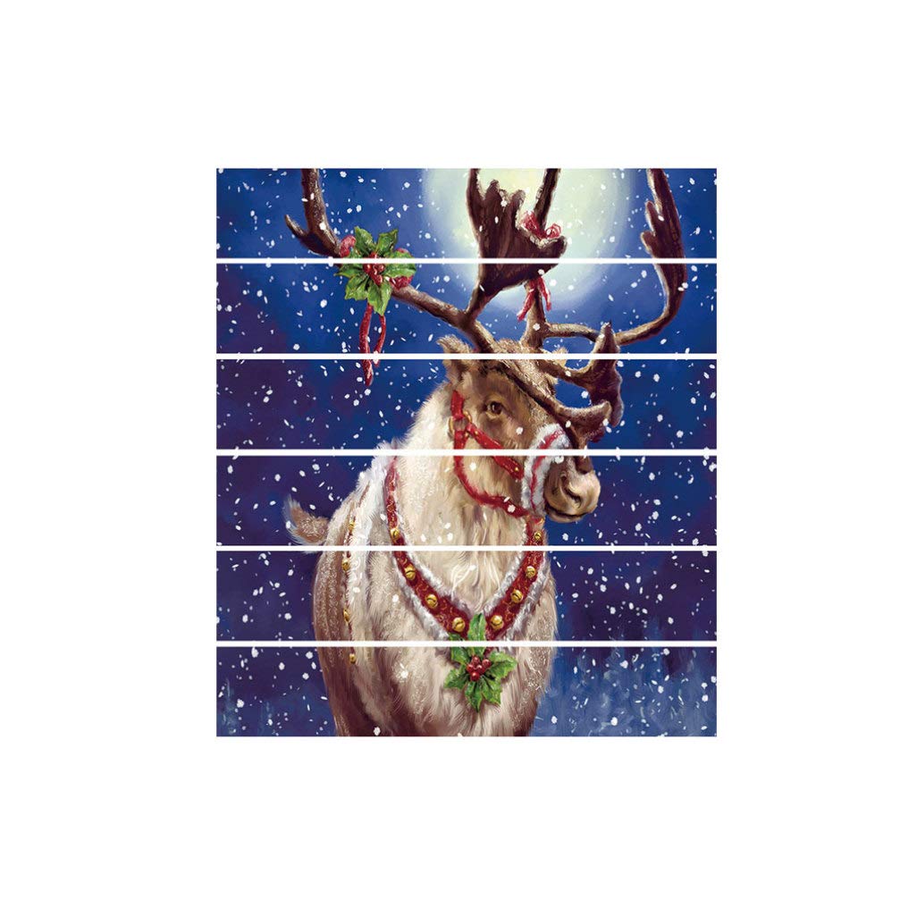 EXCEART 1 Set/6 Pcs Christmas 3D Stair Stickers Decals Christmas Elk Stair Risers Stickers Decals Nordic Style Elk Snow Pattern Background Stair Decal PVC Wall Sticker Wall Decal for Xmas Home