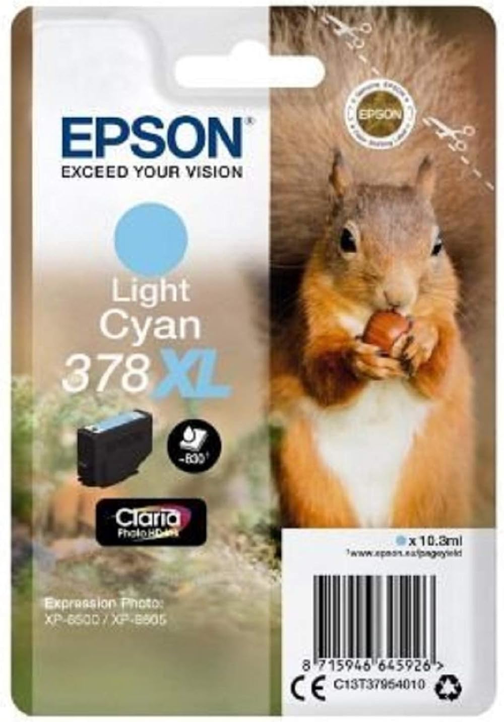 Epson 378XL Light Cyan High Yield Ink Cartridge Claria Photo HD