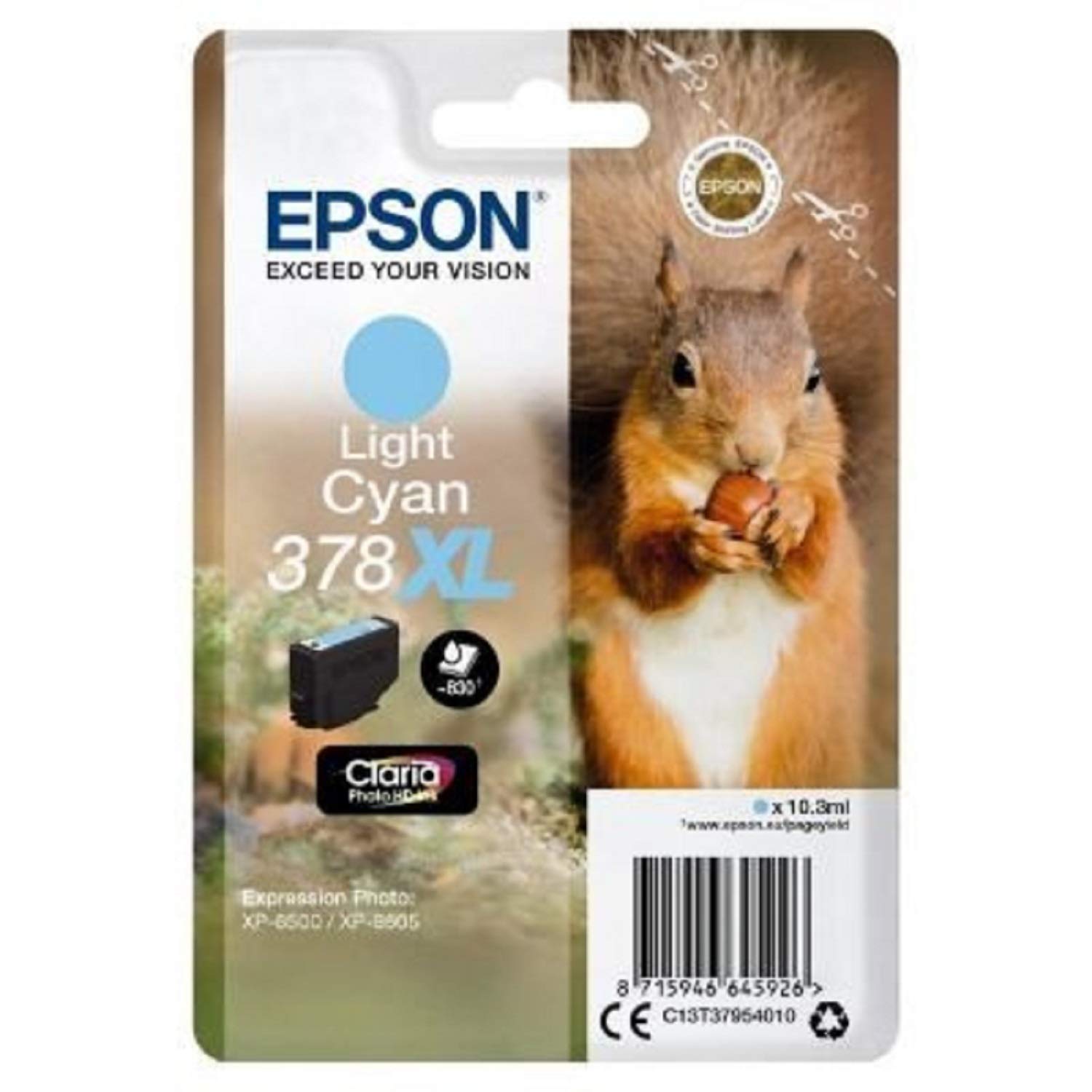 Epson 378XL Light Cyan Squirrel High Yield Genuine, Claria Photo HD Ink Cartridge
