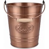 Autumn Alley Western Bathroom Trash Can - Metal Trash Can Bucket with Wooden Handle for Rustic Bathroom, Bedroom, Office, Kitchen, Country Home D&eacute;cor, 7 Liter, Copper Tone