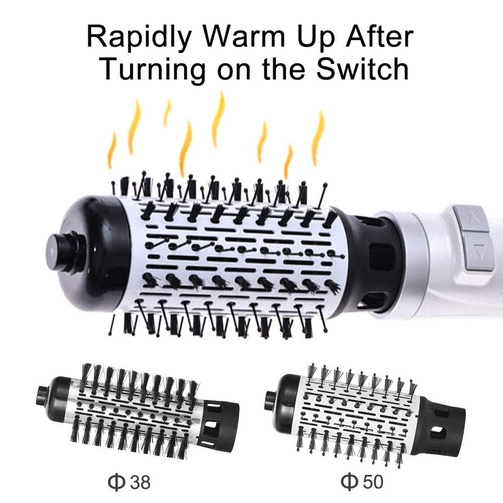Warmluftbürste,Rotierende Warmluftbürste,Heißluftbürste Lockenwickler,Locke und Trocken in einem Schritt Rundbürstenföhn, 2 in 1 Haarstyler StylingbüRsten Elektrische Ionisch LockenbüRste