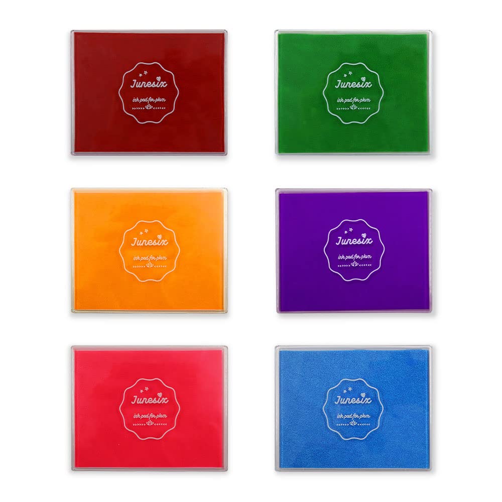 6 Colors Large Scrapbooking Ink Pads, Washable Craft Stamp Pads for Drawing Learning Education, Colorful DIY Finger Ink Pads for Rubber Stamps, Wood Fabric, Card Making (Style 1)