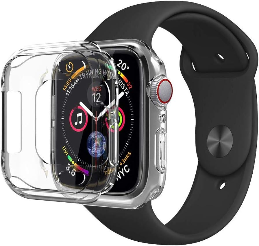 PTTECH Compatible for iWatch 4 5 Case 44mm, Slim Soft TPU Bumper Case Transparent Shockproof Protective Cover Replacement for Apple Watch Series 4 Series 5 44mm,Crystal Clear
